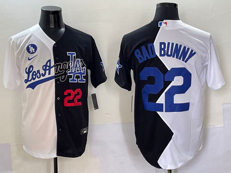 Men Los Angeles Dodgers #22 Bad bunny Black White Game Nike 2025 MLB Jersey style 2